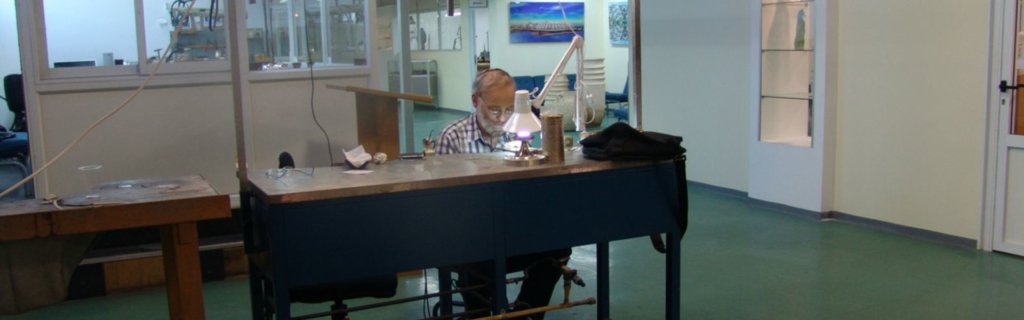 The workshop in Tzfat: a single jeweler's bench beside a window