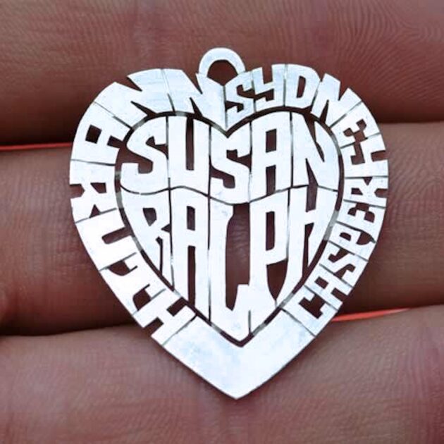 Heart necklace Sterling silver 925 personalized name initial letter pendant valentine custom hand made 14k gold