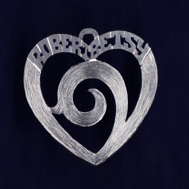 Heart pendant monogram necklace valentine custom hand made sterling silver personalized jewelry 14k gold