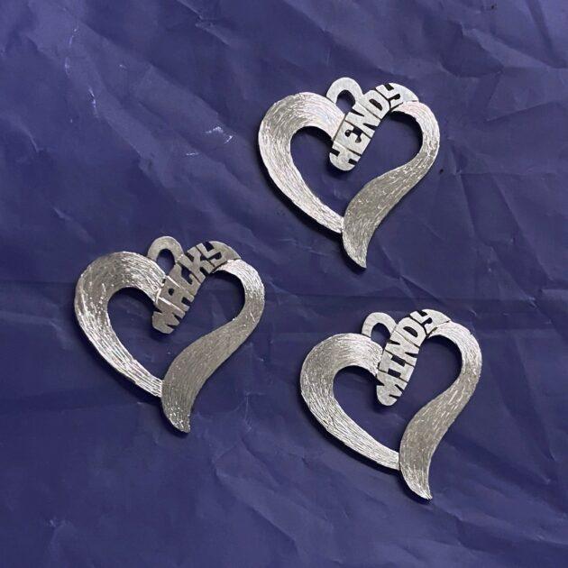 Heart pendant monogram necklace valentine custom hand made sterling silver personalized jewelry 14k gold